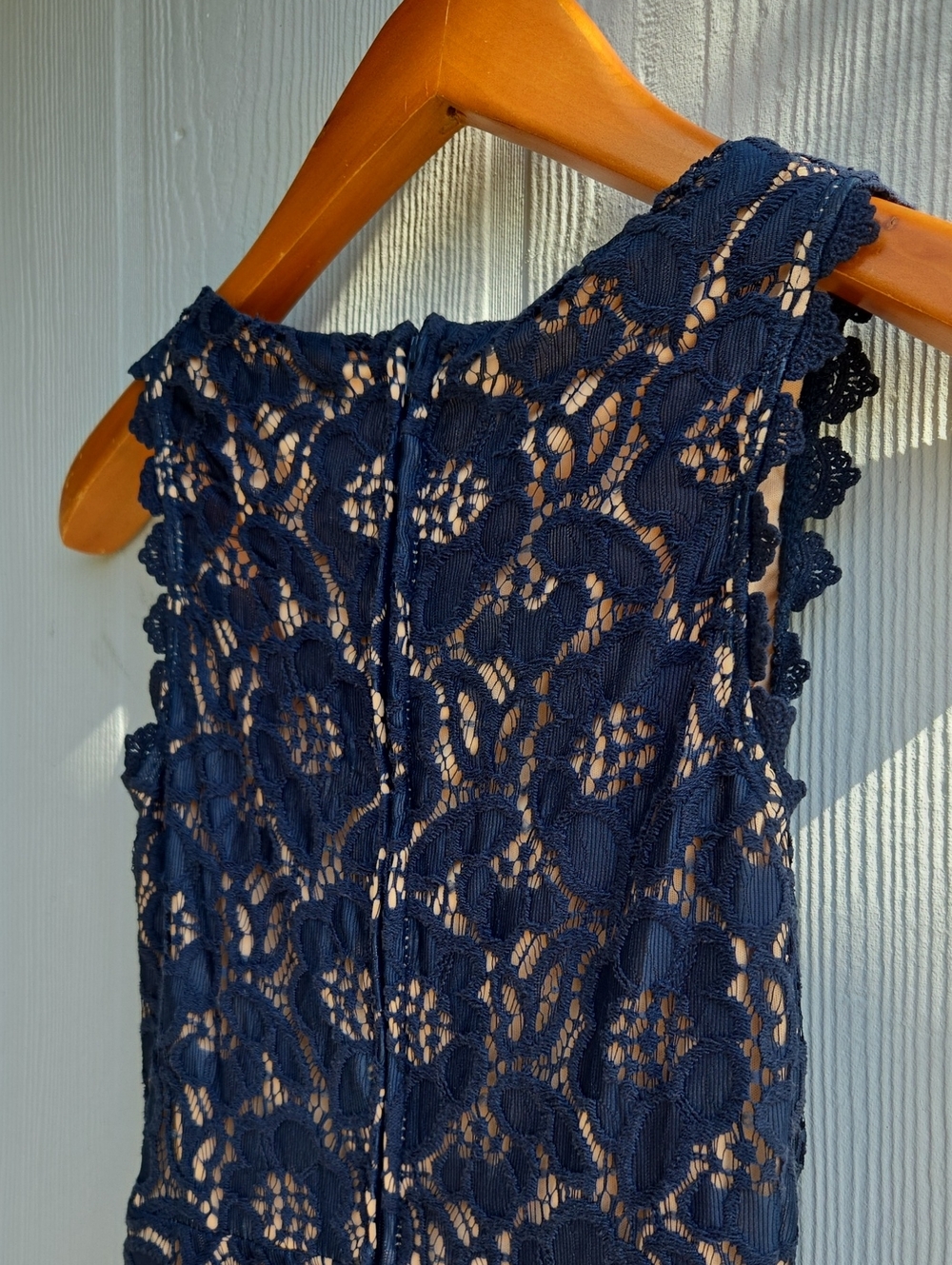 City Studio | Navy Blue Lace Fit & Flare Dress (Junior's 1) - Picture 7 of 8